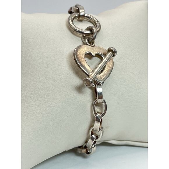 Sterling Silver 925 Silpada Heart Charm Bracelet Toggle Clasp Vintage Retired - Picture 5 of 8